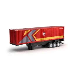 1/64 Scale 2.4GHz 4WD RC Container Truck, RTR RC Semi Truck with Proportional Steering, Independent Trailer Control, 3 Speed Gears, Cruise Function, Lifting Support Legs, Light & Sound Effects