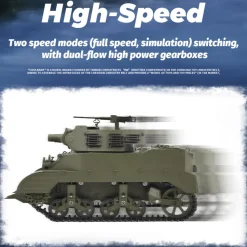 1/16 Scale 2.4G U.S. M8 Self-Propelled Howitzer RC Simulation Tank Model with Sound and Lights, Telescoping Smoke, Dual-Speed Modes