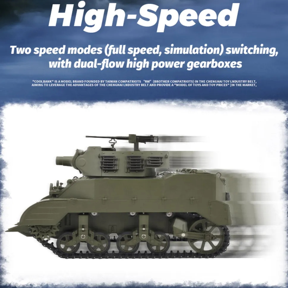 1/16 Scale 2.4G U.S. M8 Self-Propelled Howitzer RC Simulation Tank Model with Sound and Lights, Telescoping Smoke, Dual-Speed Modes