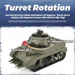 1/16 Scale 2.4G U.S. M8 Self-Propelled Howitzer RC Simulation Tank Model with Sound and Lights, Telescoping Smoke, Dual-Speed Modes