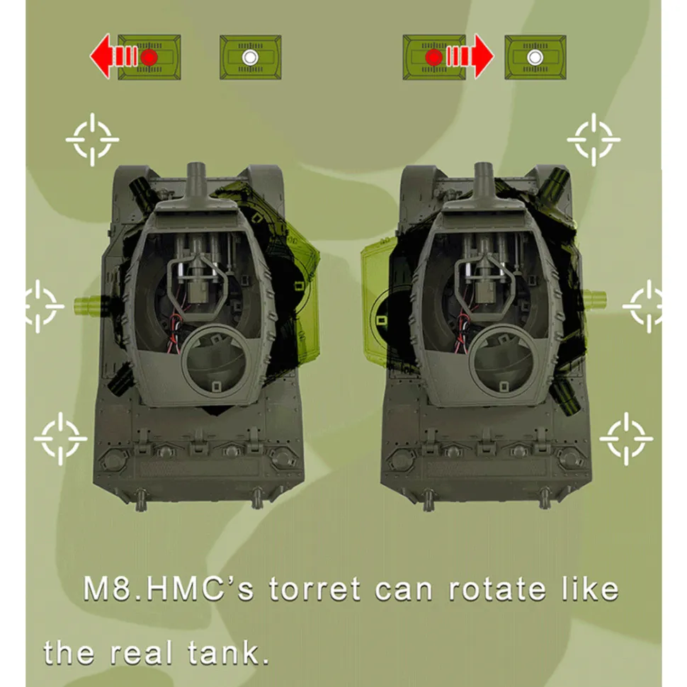 1/16 Scale 2.4G U.S. M8 Self-Propelled Howitzer RC Tank Model with Sound and Lights, Telescoping Smoke, Dual-Speed Modes