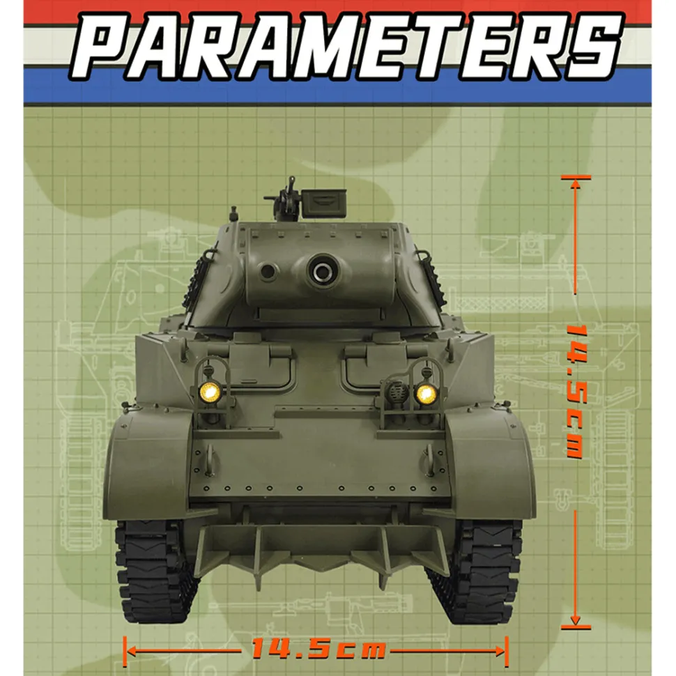 1/16 Scale 2.4G U.S. M8 Self-Propelled Howitzer RC Tank Model with Sound and Lights, Telescoping Smoke, Dual-Speed Modes