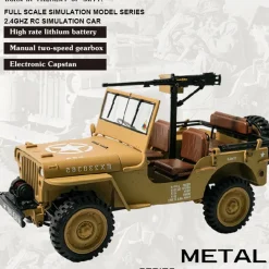 1/14 Scale 2.4G U.S. Willys RC Simulation Off-Road Car Model with Dual-Speed Switching