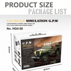 1/14 Scale 2.4G U.S. Willys RC Simulation Off-Road Car Model with Dual-Speed Switching