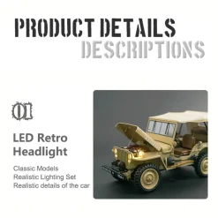 1/14 Scale 2.4G U.S. Willys RC Simulation Off-Road Car Model with Dual-Speed Switching