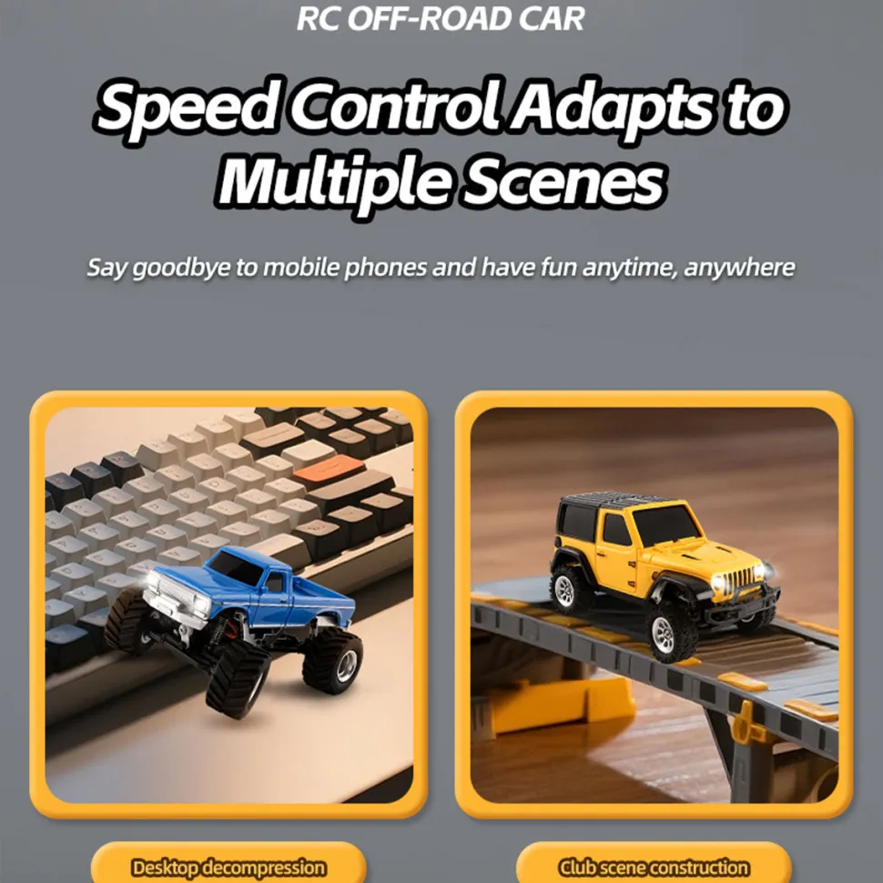 1/36 Scale 2.4G 4WD Proportional RC Off-Road Car – LED Lights, Long Battery Life