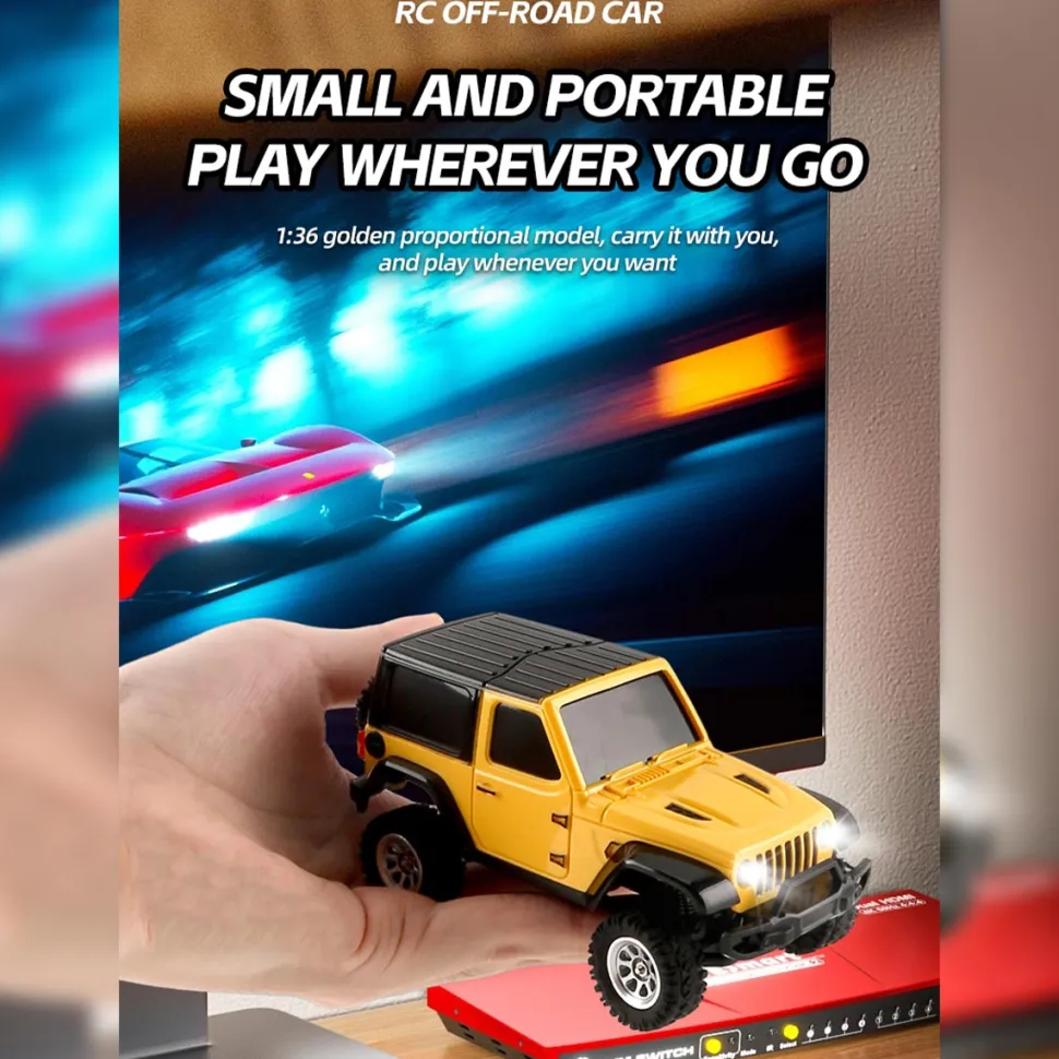 1/36 Scale 2.4G 4WD Proportional RC Off-Road Car – LED Lights, Long Battery Life