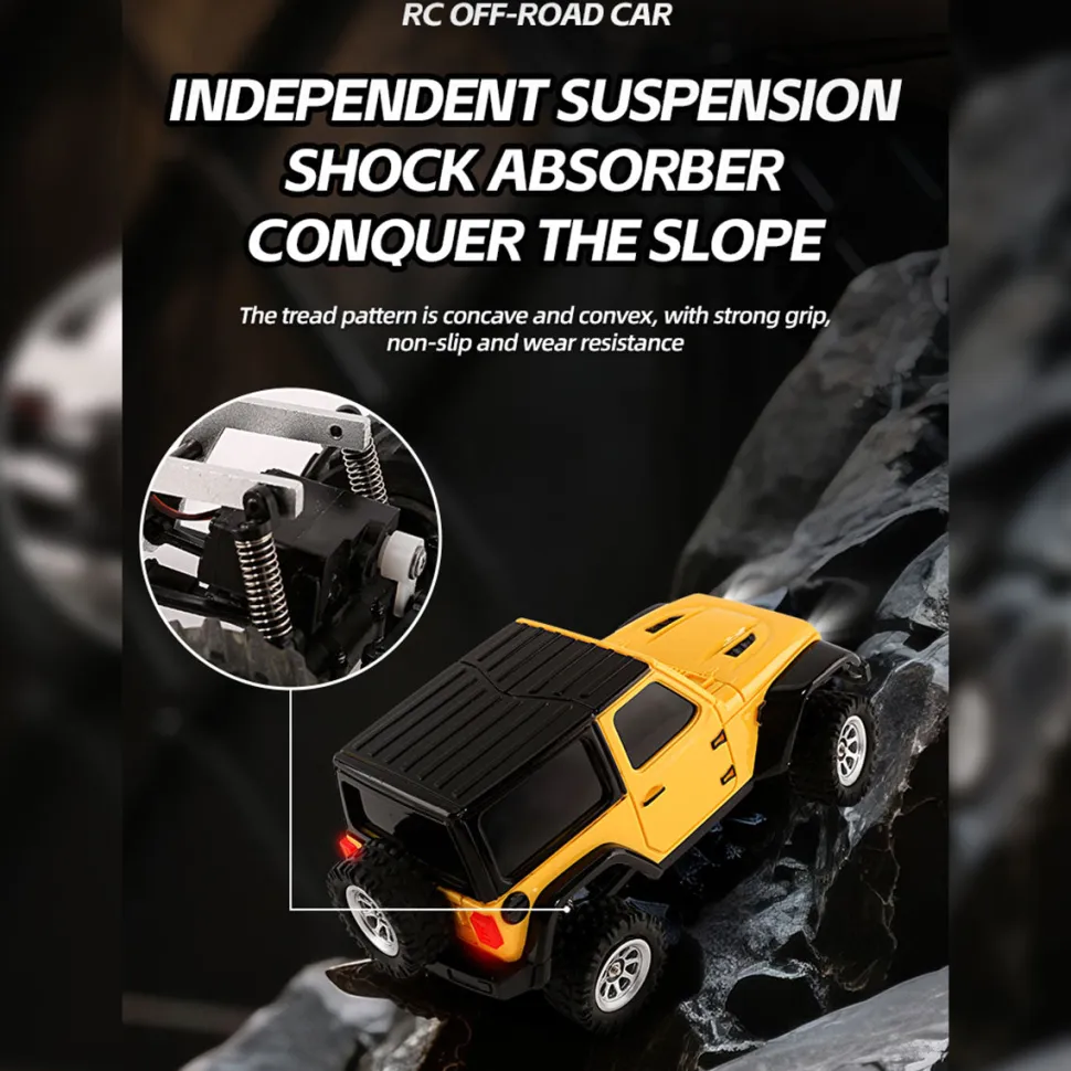 1/36 Scale 2.4G 4WD Proportional RC Off-Road Car – LED Lights, Long Battery Life