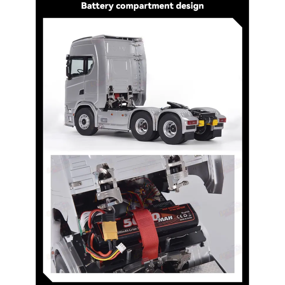 1/14 Scale 2.4G 6x6 All Wheel Drive Full-proportional RC Tractor Truck with 2-Speed and Realistic Sound and lights Gift for Boys