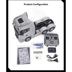 1/14 Scale 2.4G 6x6 All Wheel Drive Full-proportional RC Tractor Truck with 2-Speed and Realistic Sound and lights Gift for Boys