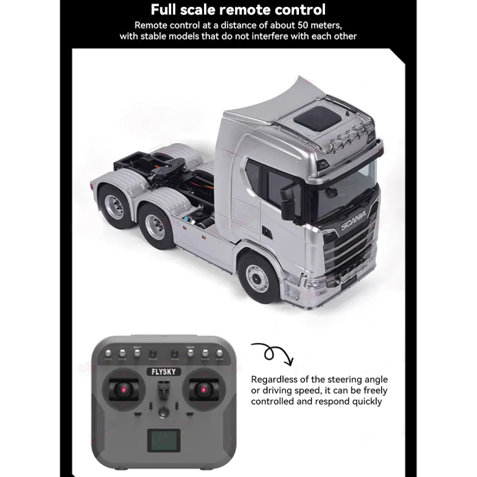1/14 Scale 2.4G 6x6 All Wheel Drive Full-proportional RC Tractor Truck with 2-Speed and Realistic Sound and lights Gift for Boys