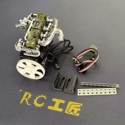1/10 Scale Resin Inline Four-Cylinder Functional Vintage Diesel Engine Model for RC Crawlers