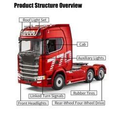 1/18 Scale 6x4 770S Heavy Duty Tractor Truck - RC Semi Trailer Model with Rear Wheel Drive