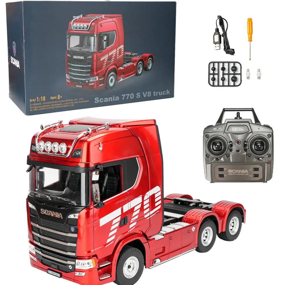 1/18 Scale 6x4 770S Heavy Duty Tractor Truck - RC Semi Trailer Model with Rear Wheel Drive