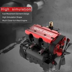 SEMTO ST-NF2 Engine 7cc SOHC Inline 2 Cylinders 4 Stroke Air Cooled Nitro Engine Model Kit - Build Your Own Engine that Works