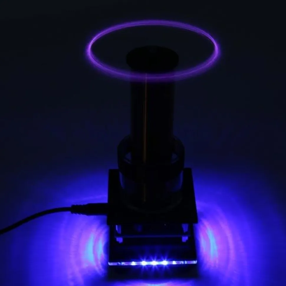 Singing Tesla Coil Music Kit Plasma Loudspeaker Wireless Transmission Experiment Desktop Toy Model - US Plug