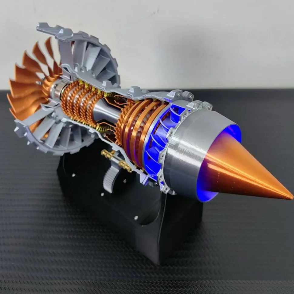 SKYMECHMAN TRENT900 Turbofan Engine Model Kit with LED Light - Turbofan Engine that Works