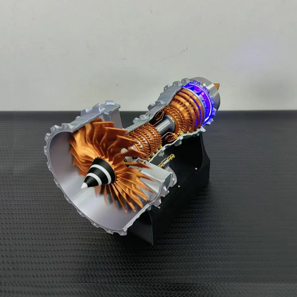 SKYMECHMAN TRENT900 Turbofan Engine Model Kit with LED Light - Turbofan Engine that Works
