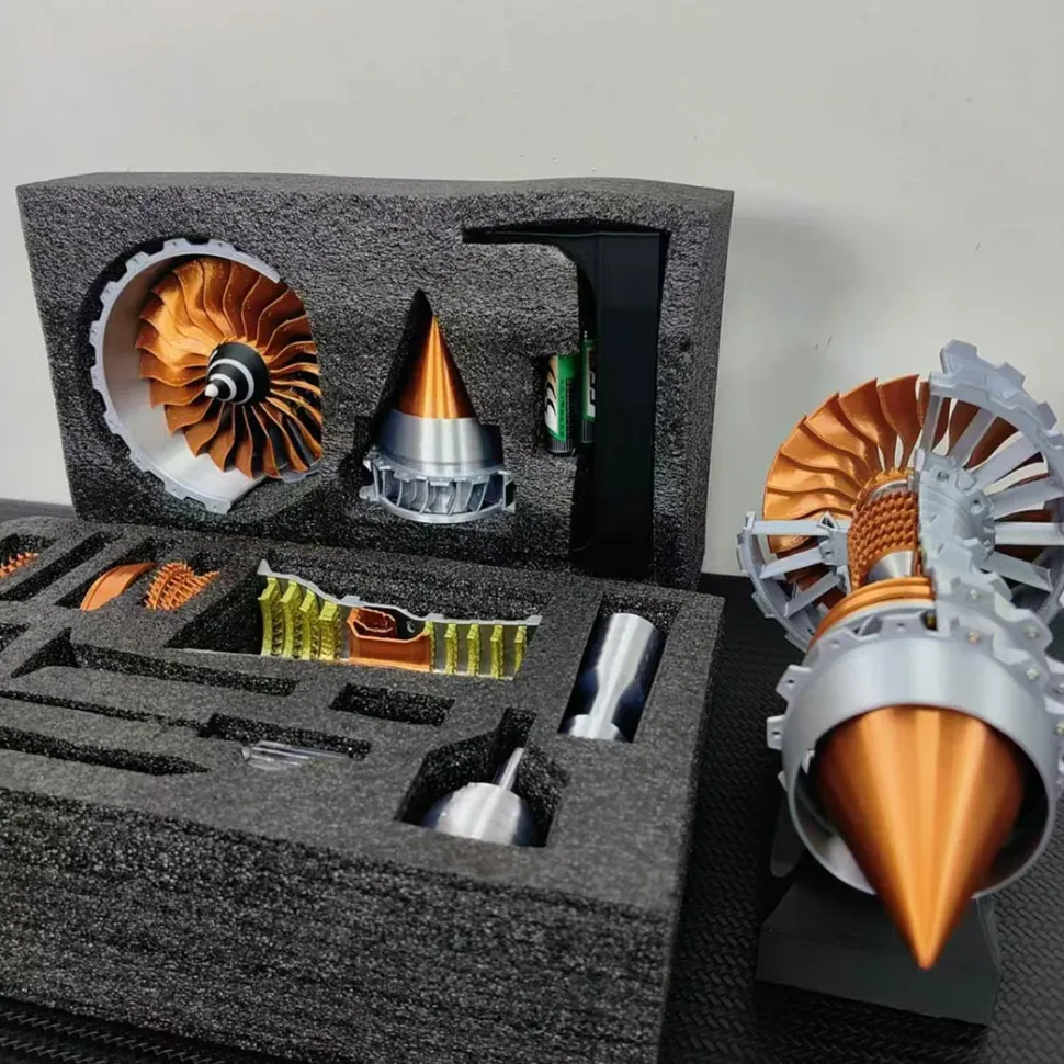 SKYMECHMAN TRENT900 Turbofan Engine Model Kit with LED Light - Turbofan Engine that Works