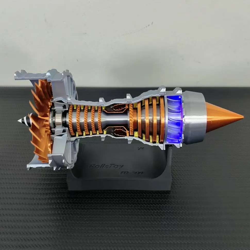SKYMECHMAN TRENT900 Turbofan Engine Model Kit with LED Light - Turbofan Engine that Works