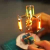Solar Metal Wire Satellite Rotating LED Light Tower DIY Electronic Sculpture Soldering Kit for Home Desk Decor