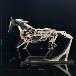 Solar Powered Mechanical Running Horse 3D Metal Puzzle Kit, DIY Steampunk Model Decor