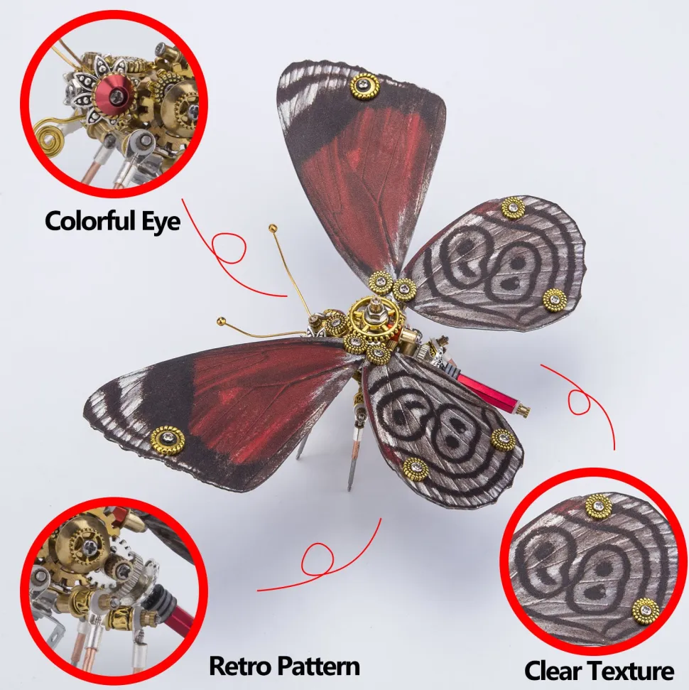Steampunk 3D Butterfly Model Metal Puzzle DIY Assembly Kit for Kids, Teens and Adults (150PCS+)