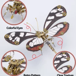 Steampunk 3D Butterfly Model Metal Puzzle DIY Assembly Kit for Kids, Teens and Adults (150PCS+)