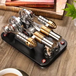 Stirling Engine 2-cylinder Parallel Metal Bootable Model Micro External Combustion Engine Model