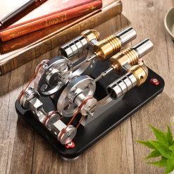Stirling Engine 2-cylinder Parallel Metal Bootable Model Micro External Combustion Engine Model