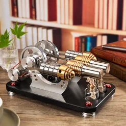 Stirling Engine 2-cylinder Parallel Metal Bootable Model Micro External Combustion Engine Model