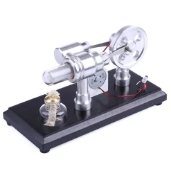 Stirling Engine Kit Double-Cylinder Stirling Engine Generator Electricity with Colorful LED Lights
