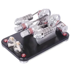 Stirling Engine Kit Two Cylinder Stirling Engine with Electricity Generator Model Gift Collection