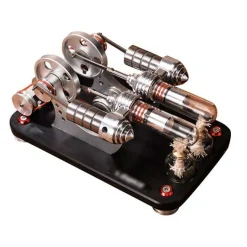 Stirling Engine Kit Two Cylinder Stirling Engine with Electricity Generator Model Gift Collection