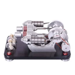 Stirling Engine Kit Two Cylinder Stirling Engine with Electricity Generator Model Gift Collection