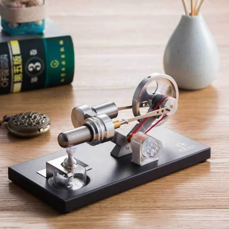 Stirling Engine Kit Unassembled Engine Kit Electricity Generator with 4 LED Light - Perfect Gift Choice