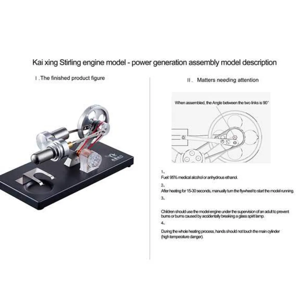 Stirling Engine Kit Unassembled Engine Kit Electricity Generator with 4 LED Light - Perfect Gift Choice