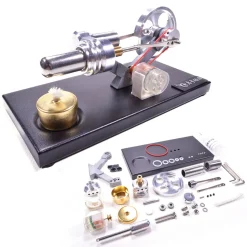 Stirling Engine Kit Unassembled Engine Kit Electricity Generator with 4 LED Light - Perfect Gift Choice