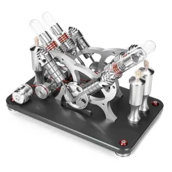 Stirling Engine Kit V4 4 Cylinder Stirling Engine External Combustion Engine Model - Enginediy