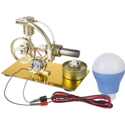 Stirling Engine L-Shape Single Cylinder Stirling Engine Generator Model with Big Bulb