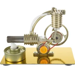 Stirling Engine L-Shape Single Cylinder Stirling Engine Generator Model with Big Bulb