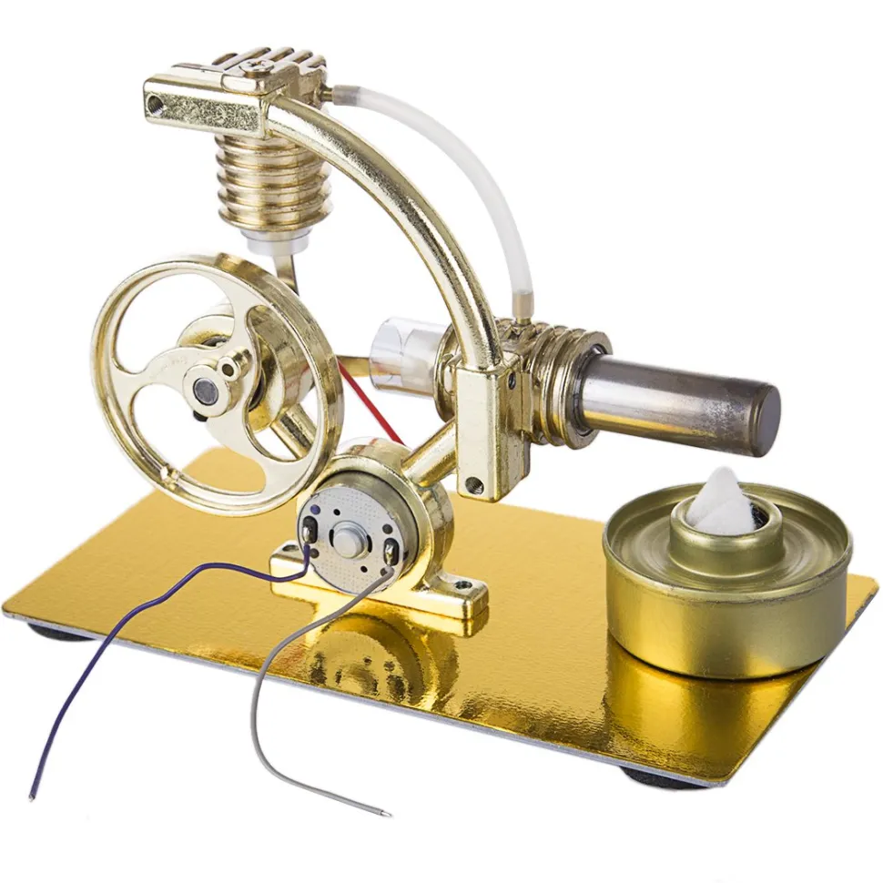 Stirling Engine L-Shape Single Cylinder Stirling Engine Generator Model with Big Bulb