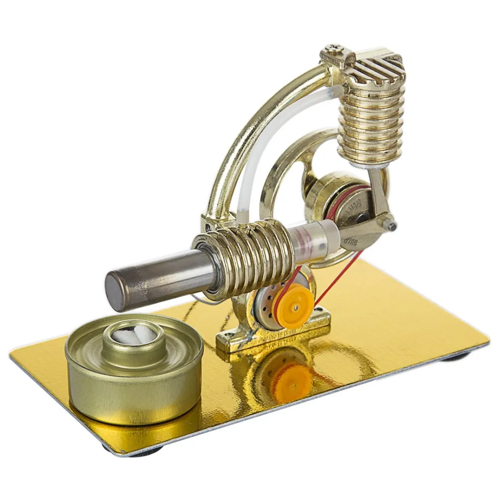 Stirling Engine L-Shape Single Cylinder Stirling Engine Generator Model with Big Bulb