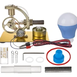 Stirling Engine L-Shape Single Cylinder Stirling Engine Generator Model with Big Bulb