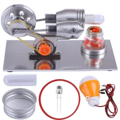 Stirling Engine Model with Electricity Generator - Light Up Colorful LED Enginediy