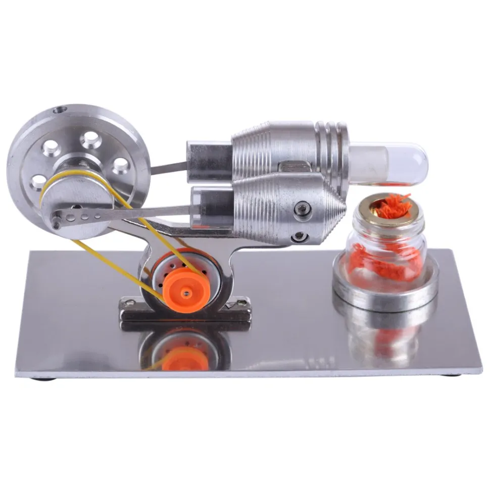 Stirling Engine Model with Electricity Generator - Light Up Colorful LED Enginediy
