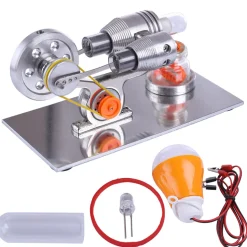 Stirling Engine Model with Electricity Generator - Light Up Colorful LED Enginediy