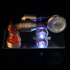 Stirling Engine Model with Electricity Generator - Light Up Colorful LED Enginediy