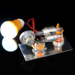 Stirling Engine Model with Electricity Generator - Light Up Colorful LED Enginediy