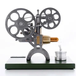 Stirling Engine Retro Film Projector Engine Model External Combustion Engine with Metal Base - Perfect Gift Choice